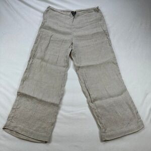Eileen Fisher Petite‎ Linen Blend Wide Leg Cropped Pants Trousers